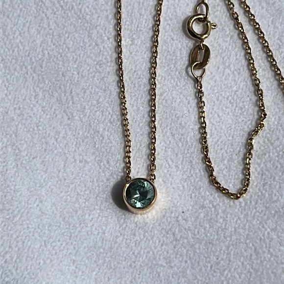 14K Yellow Gold Blue Topaz 18.5” Necklace. - Picture 5 of 14